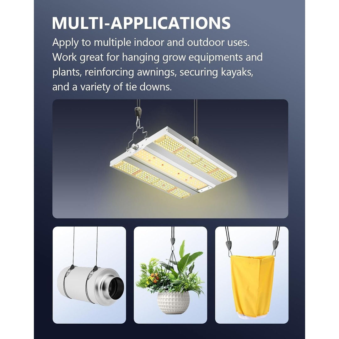 VIPARSPECTRA 2 - Pack 1/8 inch Heavy Duty Adjustable Grow Light Rope Hanger Yoyo for Grow Light Fixtures & Gardening, 150lb Capacity Per 2 - Pack - Just Closeouts Canada Inc.