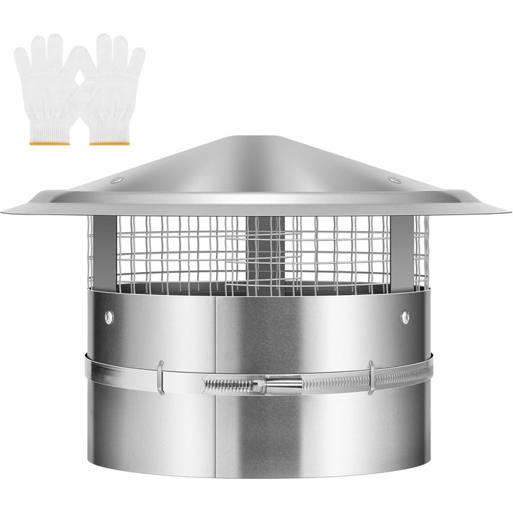 VIVOHOME 8" Cone Top Chimney Cap with Screen, Round Roof Rain Chimney Cover, Stainless Steel Fireplace Exhaust Cap, Adjustable Roof Cap for Vent - Just Closeouts Canada Inc.