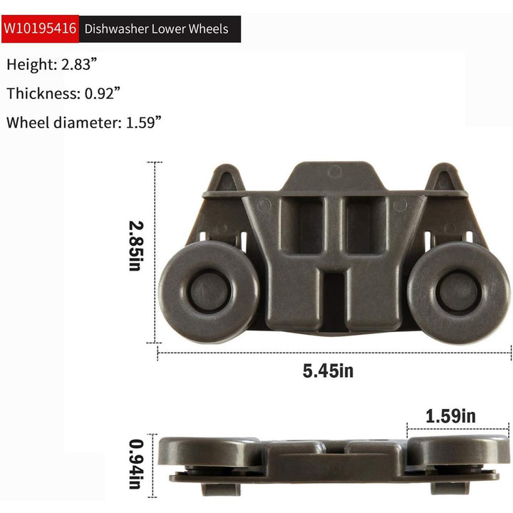 W10195416 (pack of 4) UPGRADED Dishwasher Lower Wheels for kitchenaid, whirlpool, Kenmore elite, maytag Dishwasher Parts Lower Rack, W/1.59 Inch Wheels Replace AP5983730, W10195416V, PS11722152 - Just Closeouts Canada Inc.