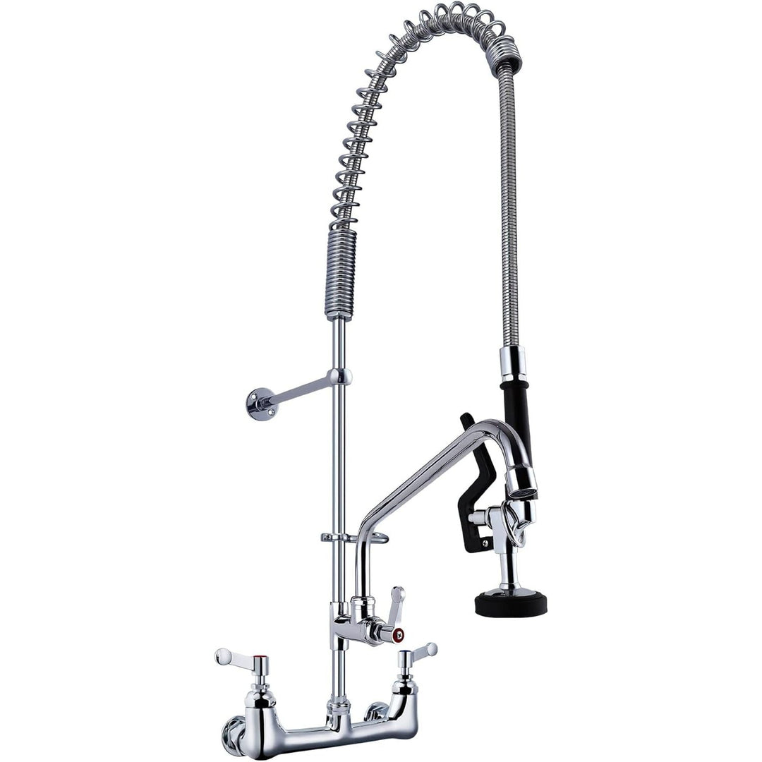 Wall Mount Hot & Cold Water Pull Out Spray Commercial Pre Rinse Restaurant Kitchen Faucet With Add On Spout Equip With Brass Inlet Piping Nuts - Just Closeouts Canada Inc.B074W5MGGC