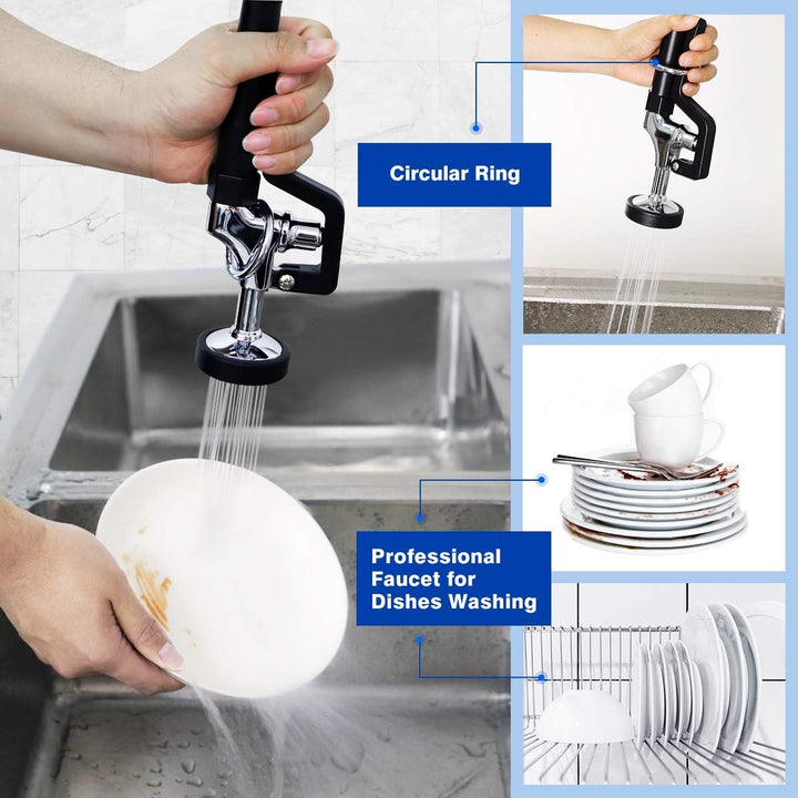 Wall Mount Hot & Cold Water Pull Out Spray Commercial Pre Rinse Restaurant Kitchen Faucet With Add On Spout Equip With Brass Inlet Piping Nuts - Just Closeouts Canada Inc.B074W5MGGC