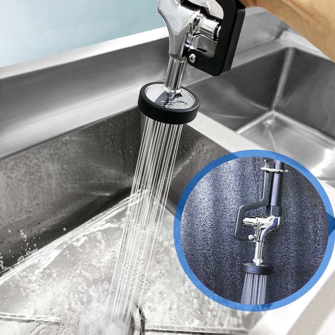 Wall Mount Hot & Cold Water Pull Out Spray Commercial Pre Rinse Restaurant Kitchen Faucet With Add On Spout Equip With Brass Inlet Piping Nuts - Just Closeouts Canada Inc.B074W5MGGC