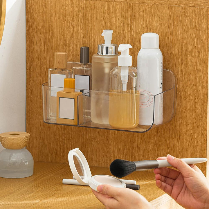 Wall Mount Storage Organizer, Clear Storage Box Holder Basket with 3 Compartments No Drilling Hang Walls/Doors for Kitchen, Cabinet, Bathroom, Bedroom, Office - Just Closeouts Canada Inc.X0039O5FIH