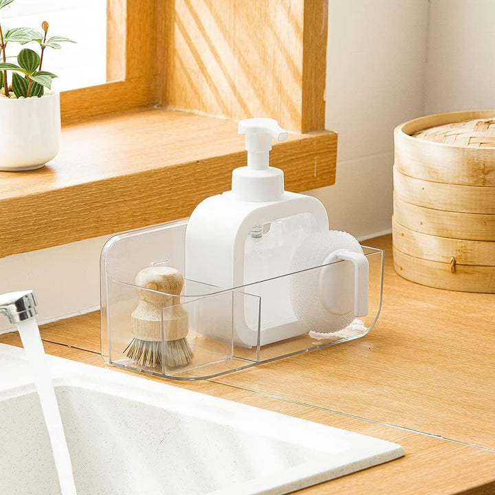 Wall Mount Storage Organizer, Clear Storage Box Holder Basket with 3 Compartments No Drilling Hang Walls/Doors for Kitchen, Cabinet, Bathroom, Bedroom, Office - Just Closeouts Canada Inc.X0039O5FIH