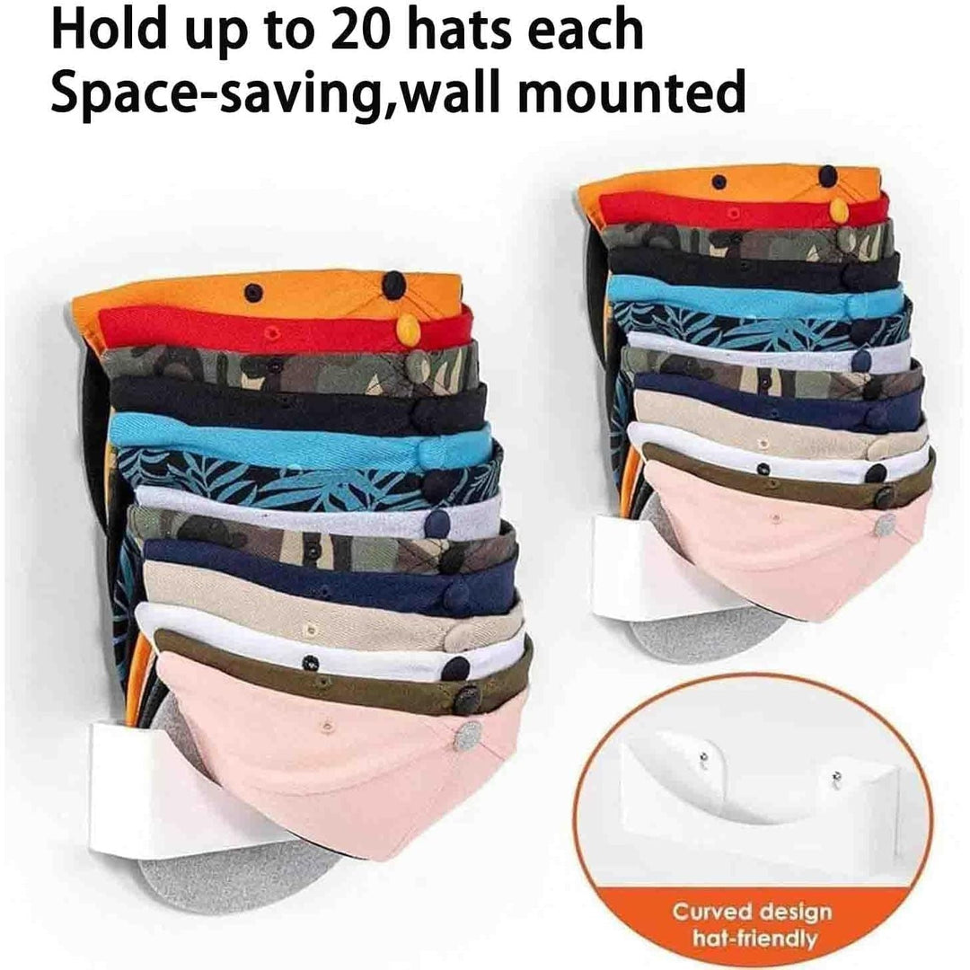 Wall Mounted Baseball Cap Organizer, 2 - Pack Hat Rack with Hardware, Space - Saving Hat Storage Hanger (black) - Just Closeouts Canada Inc.
