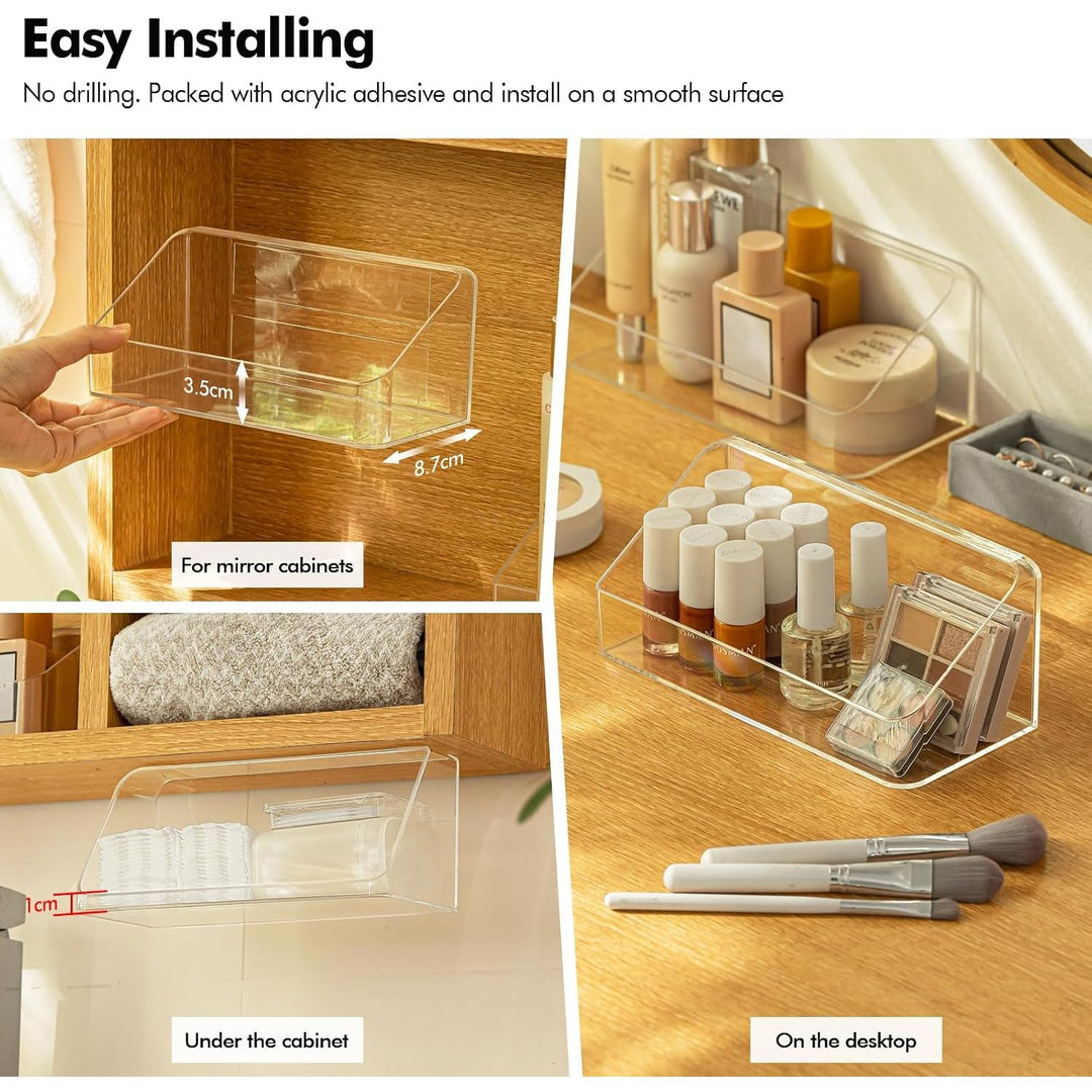 Wall Mounted Storage Organizer, No Drilling Bathroom Shelf, Clear Storage Box for Bathroom, Bedroom, Mirror Cabinets (Transparent) - Just Closeouts Canada Inc.X003ZZZQZR