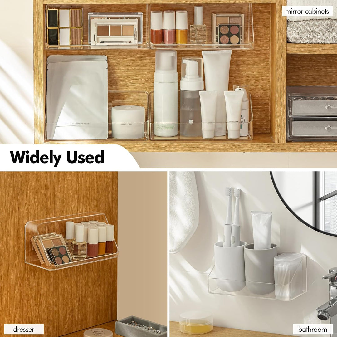 Wall Mounted Storage Organizer, No Drilling Bathroom Shelf, Clear Storage Box for Bathroom, Bedroom, Mirror Cabinets (Transparent) - Just Closeouts Canada Inc.X003ZZZQZR
