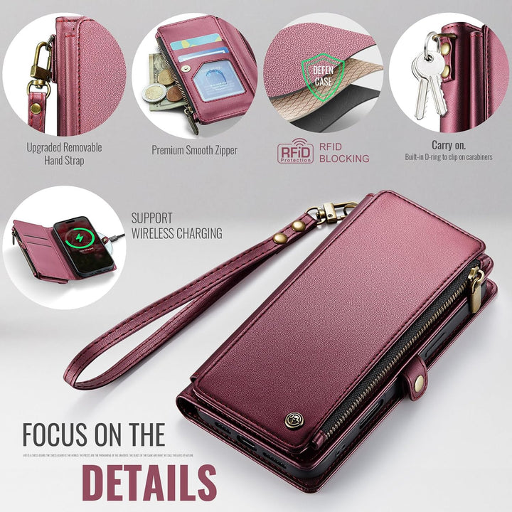 Wallet Phone Case for iPhone 14 – Wine Red - Just Closeouts Canada Inc.