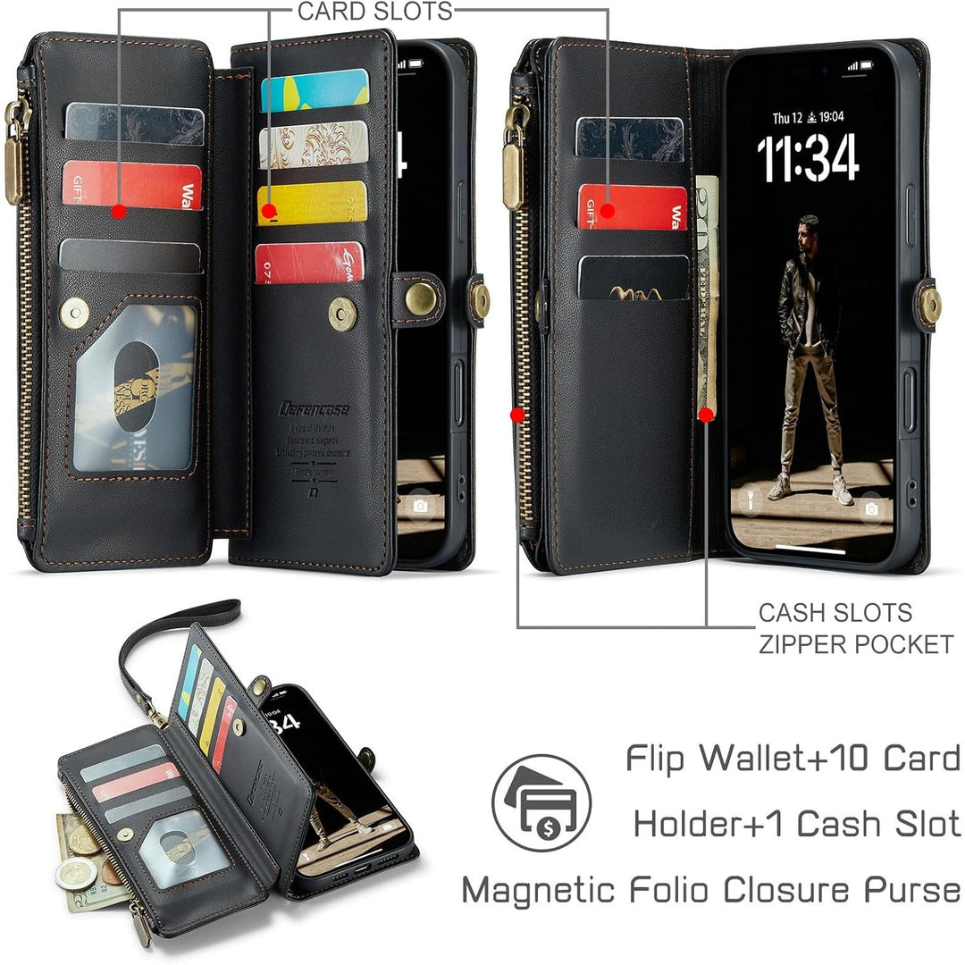 Wallet Phone Case for iPhone 16 Plus – Black - Just Closeouts Canada Inc.