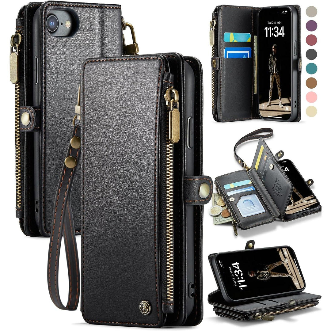 Wallet Phone Case for iPhone SE / 7 / 8 – Black - Just Closeouts Canada Inc.