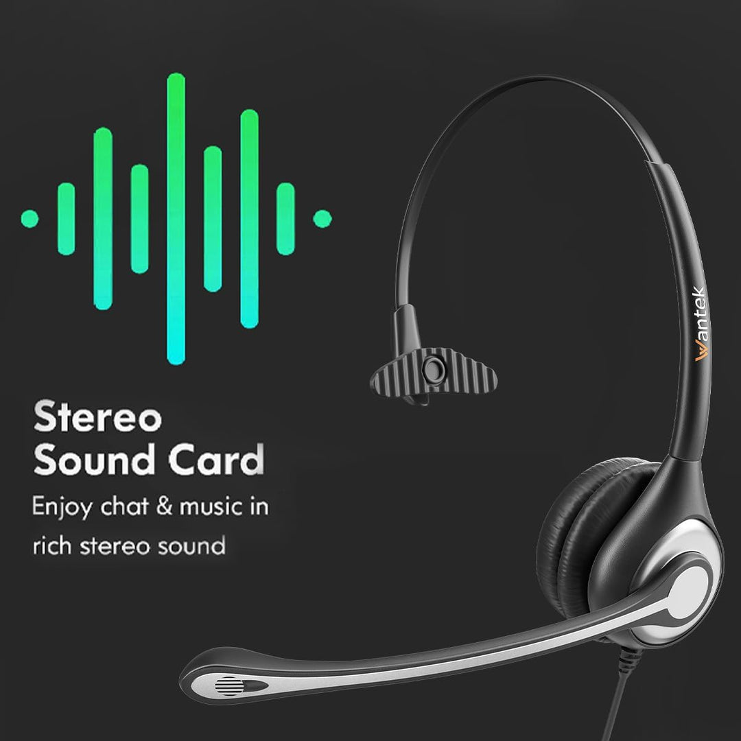 Wantek USB Headsets with Microphone for PC, Stereo Computer Headset with Mic Noise Reduction & in - line Control, 3.5mm/USB Wired Headphones, PC Headset with Mute for Zoom Skype Webinar Home Office - Just Closeouts Canada Inc.