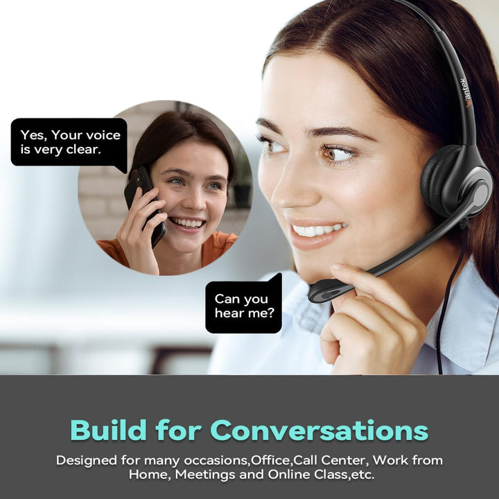 Wantek USB Headsets with Microphone for PC, Stereo Computer Headset with Mic Noise Reduction & in - line Control, 3.5mm/USB Wired Headphones, PC Headset with Mute for Zoom Skype Webinar Home Office - Just Closeouts Canada Inc.