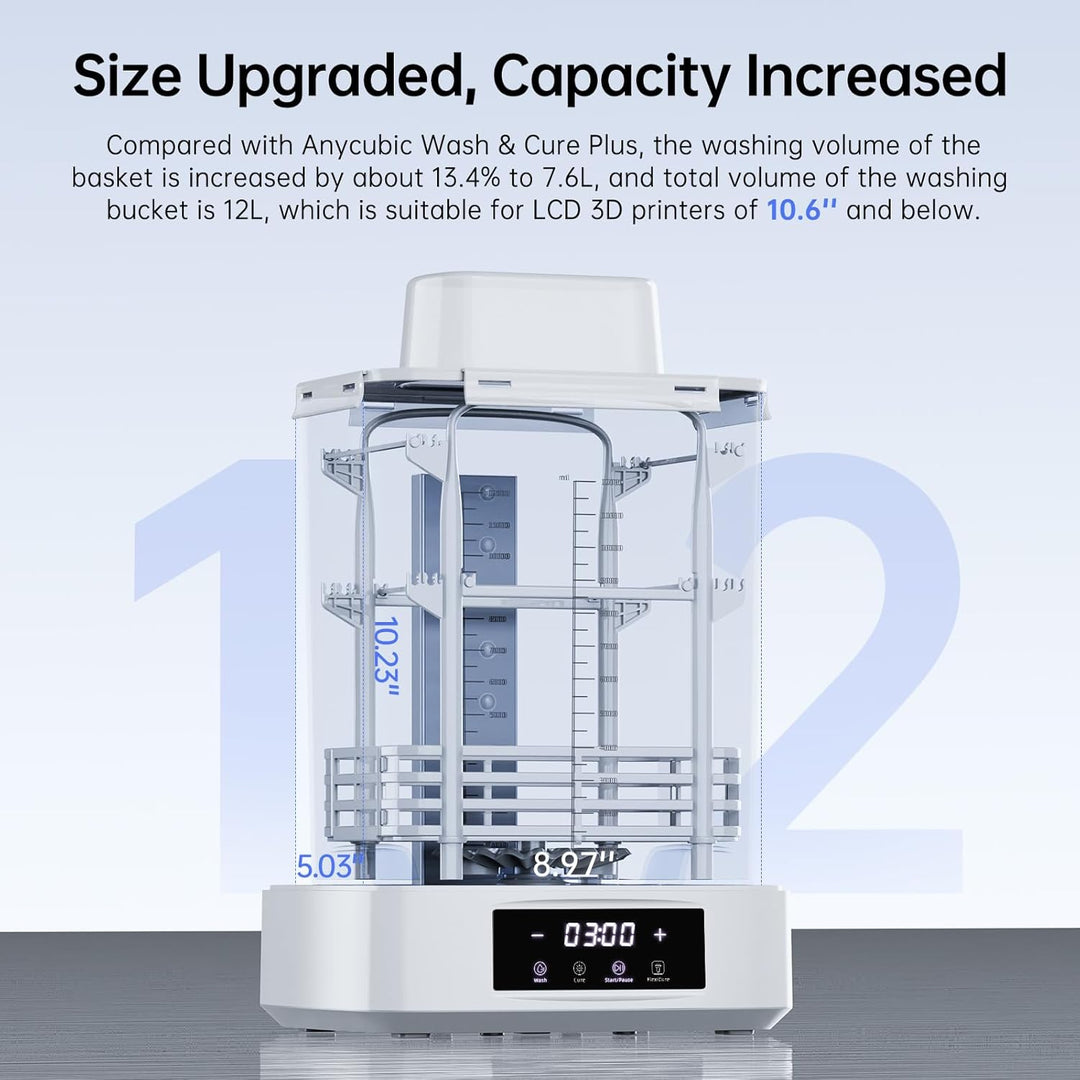 Wash and Cure Station, Larger Volume 2 in 1 Wash and Cure 3.0 Plus for Photon Mono, M5 Series LCD SLA DLP 3D Printer Models with Gooseneck Light, Washing Size: 228 x 128 x 260mm - Just Closeouts Canada Inc.