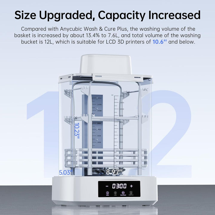 Wash and Cure Station, Larger Volume 2 in 1 Wash and Cure 3.0 Plus for Photon Mono, M5 Series LCD SLA DLP 3D Printer Models with Gooseneck Light, Washing Size: 228 x 128 x 260mm - Just Closeouts Canada Inc.