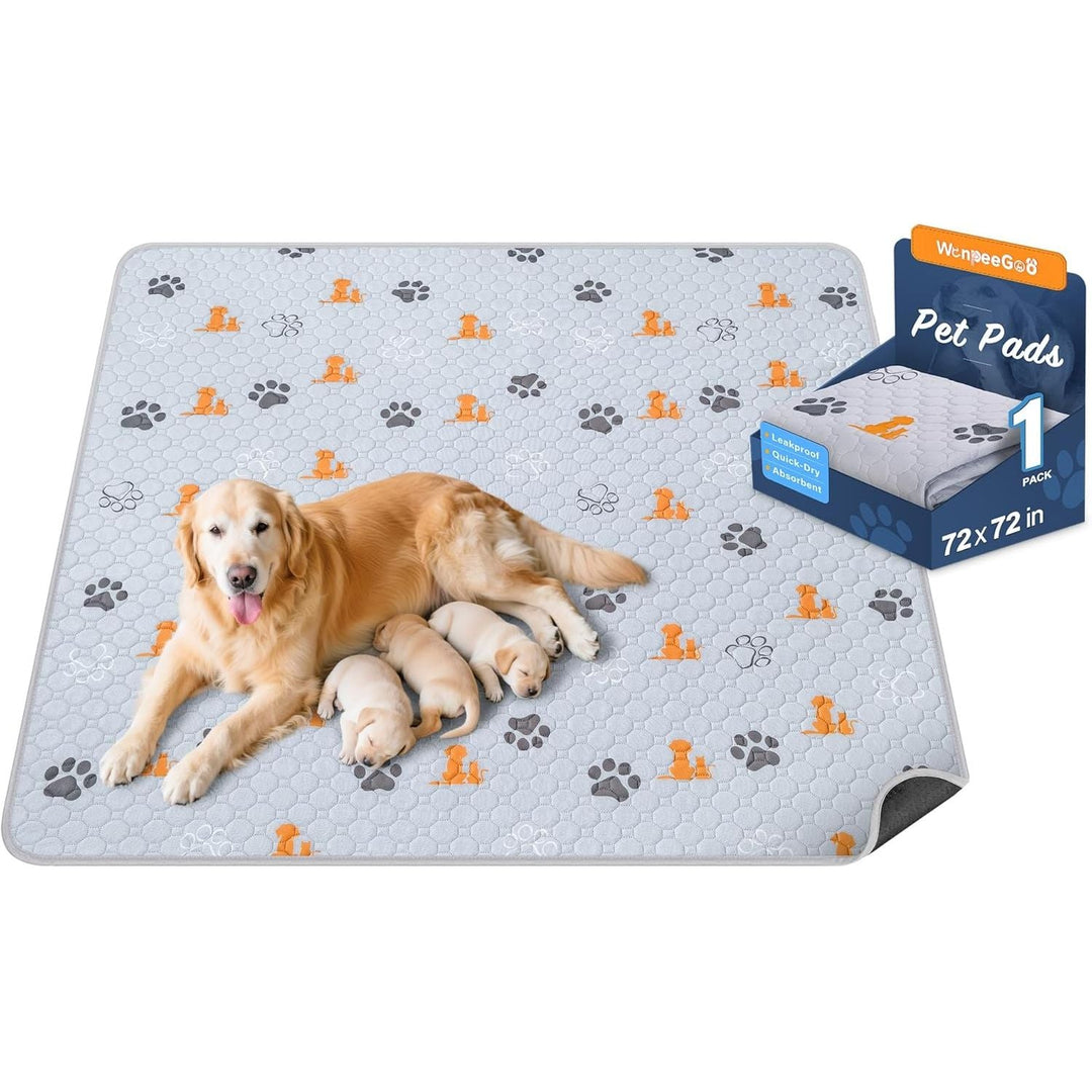 Washable Pee Pads for Dogs, 1 Pack Absorbent Reusable Training Dog Pads Pet Puppy Pads, Non - Slip Potty Pads for Whelping, Playpen, Crate, Bed, Orange, 72"x72" - Just Closeouts Canada Inc.X004PQWRC5