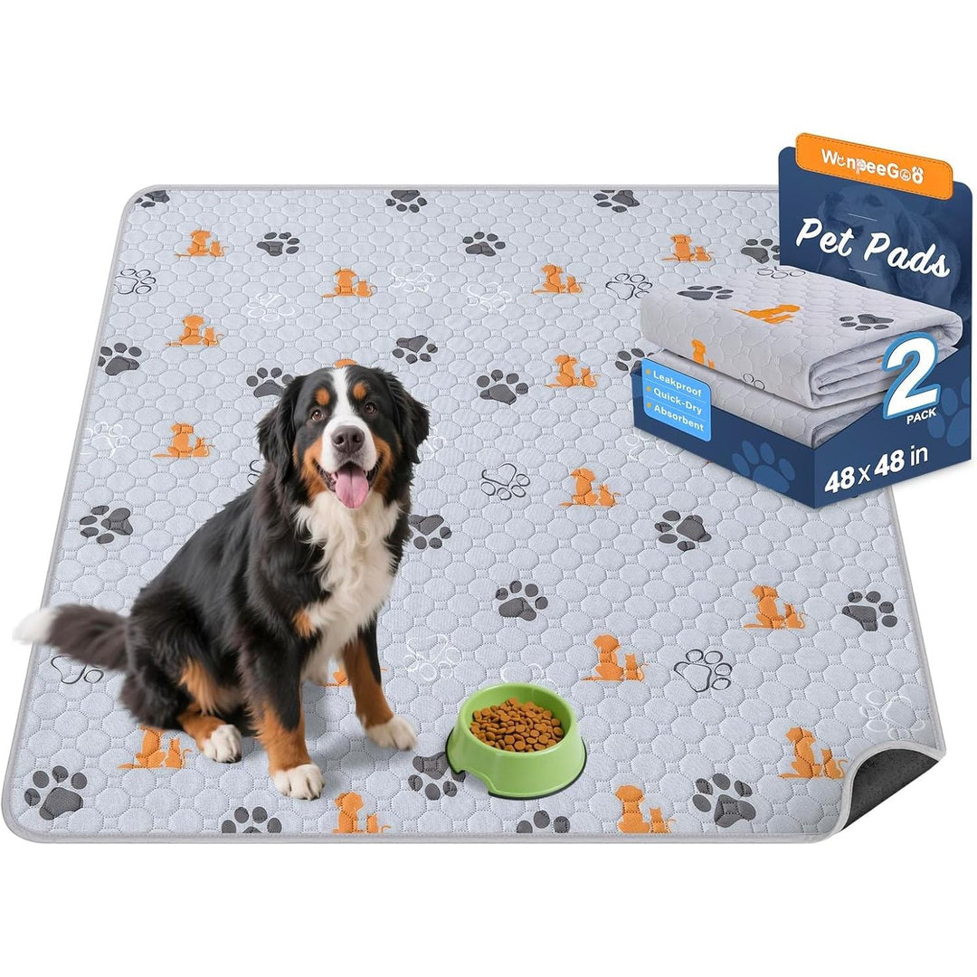 Washable Pee Pads for Dogs, 2 Pack Absorbent Reusable Training Dog Pads Pet Puppy Pads, Non - Slip Potty Pads for Whelping, Playpen, Crate, Bed, Orange, 48"x48" - Just Closeouts Canada Inc.X004PR79AT