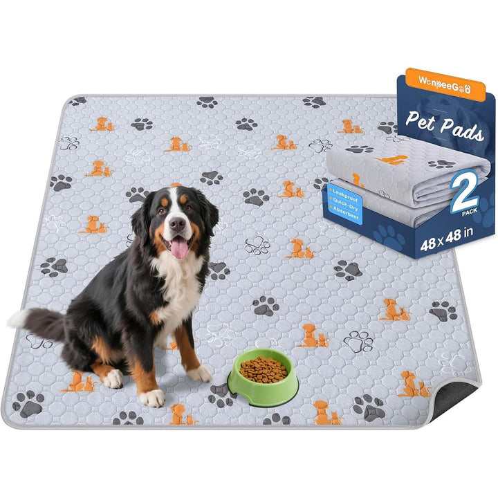 Washable Pee Pads for Dogs, 2 Pack Absorbent Reusable Training Dog Pads Pet Puppy Pads, Non - Slip Potty Pads for Whelping, Playpen, Crate, Bed, Orange, 48"x48" - Just Closeouts Canada Inc.X004PR79AT