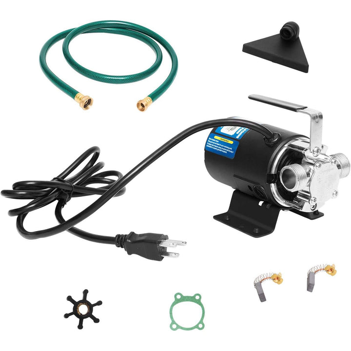 Water Pump 115V 1/10 HP 330 GPH Water Transfer Pump with 3/4 inch Ports Suction Hose and Spare Impeller Electric Water Pump Utility Pump - Black - Just Closeouts Canada Inc.