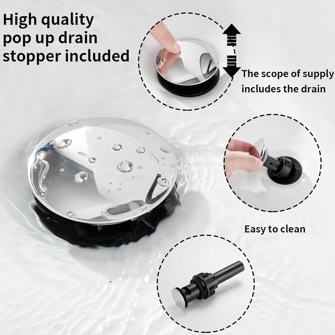 Waterfall Bathroom Faucet Single - Handle Bathroom Faucet One Hole Sink Faucet Chrome Matching with Pop Up Drain with Overflow Lavatory Faucets Basin Mixer Tap Washingroom Faucet - Just Closeouts Canada Inc.