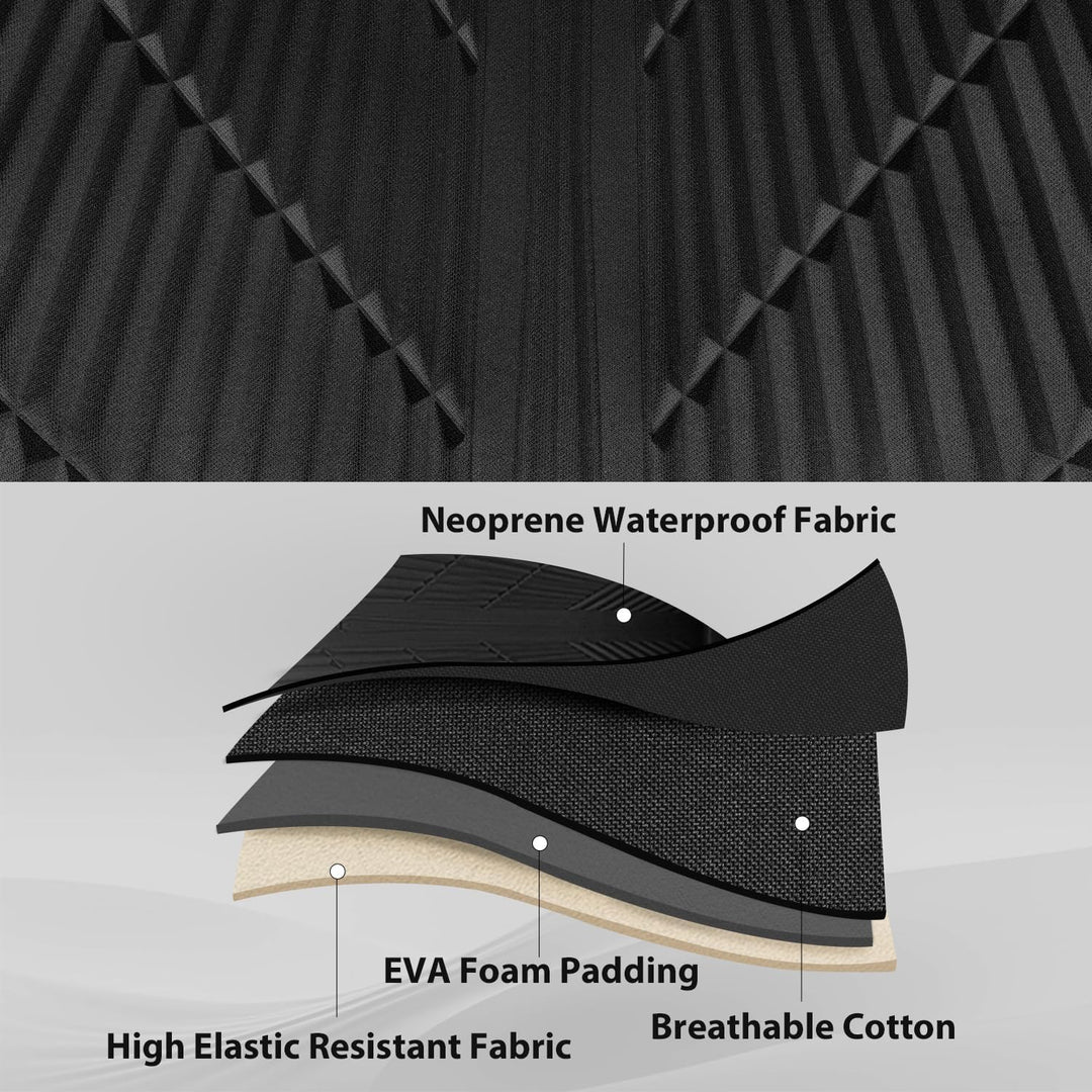 Waterproof Car seat Covers Front Seats Covers Neoprene Wetsuit, All - Weather Non - Slip Durable, Universal Fit for SUV Sedans Trucks Vans Automotive, Armrest Airbag Compatible, Emboss Black - Just Closeouts Canada Inc.