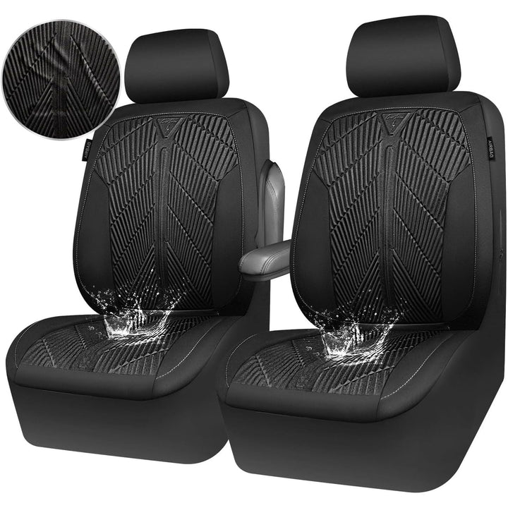 Waterproof Car seat Covers Front Seats Covers Neoprene Wetsuit, All - Weather Non - Slip Durable, Universal Fit for SUV Sedans Trucks Vans Automotive, Armrest Airbag Compatible, Emboss Black - Just Closeouts Canada Inc.