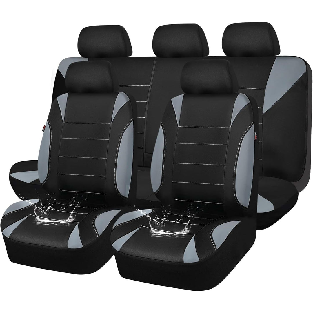 Waterproof Car Seat Covers Full Sets, Universal Fit Seat Covers for Cars, EVA Neoprene Seat Cover Set Full Sets, Interior Covers for Auto SUV,Vans,sedans, Trucks,(Black and Gray) - Just Closeouts Canada Inc.