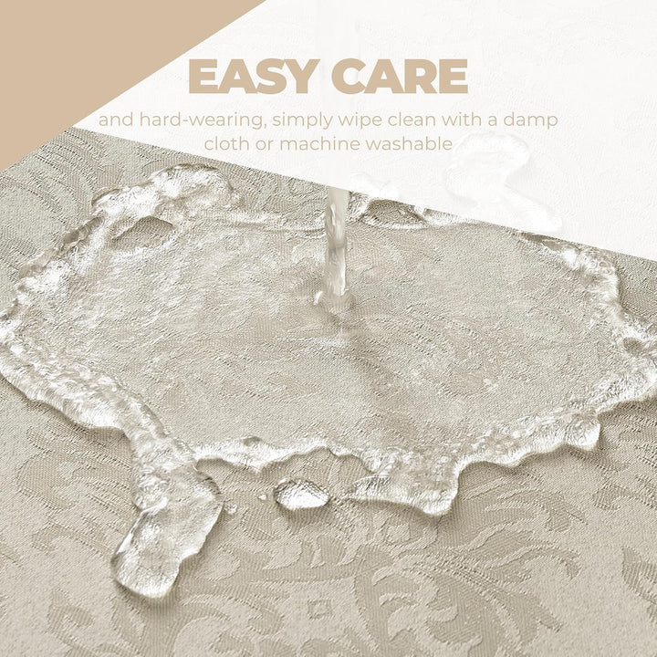 Waterproof Damask Floral Design Table Cloth for 8ft Rectangle Table, Easy to Clean Wrinkle-Free Outdoor Tablecloth for Wedding, Party and Camping(Oblong, 60 x 120 Inch (10-12 Seats), Beige) - Just Closeouts Canada Inc.X004O46RZB