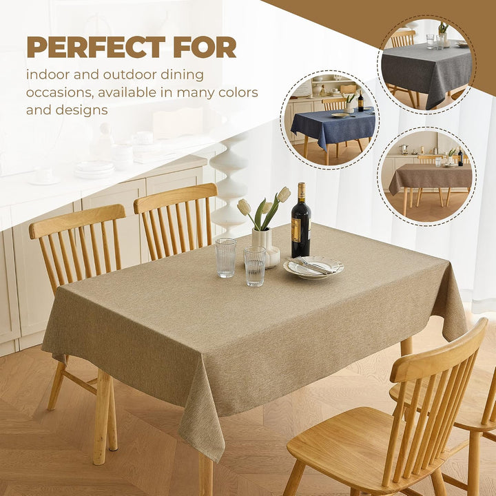 Waterproof Easy Wipe Clean 10 Seater Table Cloth for Dining Table, Party and Wedding Table, Decoration Table Cloth for Glass Dining Table (Oblong, 60 x 104 Inch (8-10 Seats), Natural) - Just Closeouts Canada Inc.X003KNDT53
