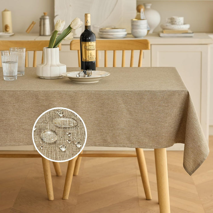 Waterproof Easy Wipe Clean 10 Seater Table Cloth for Dining Table, Party and Wedding Table, Decoration Table Cloth for Glass Dining Table (Oblong, 60 x 104 Inch (8-10 Seats), Natural) - Just Closeouts Canada Inc.X003KNDT53
