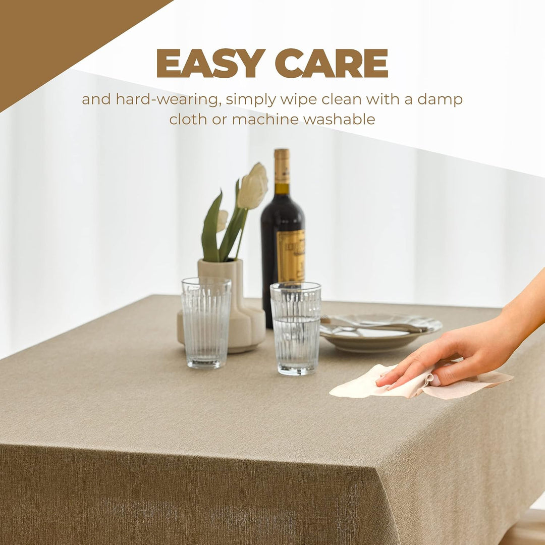 Waterproof Easy Wipe Clean 10 Seater Table Cloth for Dining Table, Party and Wedding Table, Decoration Table Cloth for Glass Dining Table (Oblong, 60 x 104 Inch (8-10 Seats), Natural) - Just Closeouts Canada Inc.X003KNDT53