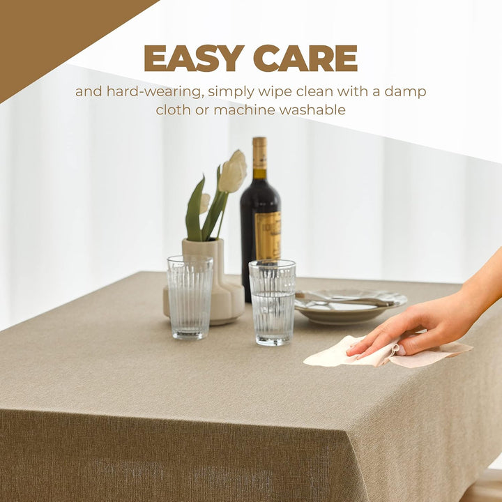 Waterproof Easy Wipe Clean 10 Seater Table Cloth for Dining Table, Party and Wedding Table, Decoration Table Cloth for Glass Dining Table (Oblong, 60 x 104 Inch (8-10 Seats), Natural) - Just Closeouts Canada Inc.X003KNDT53