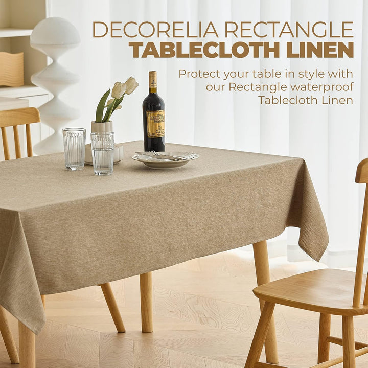 Waterproof Easy Wipe Clean 10 Seater Table Cloth for Dining Table, Party and Wedding Table, Decoration Table Cloth for Glass Dining Table (Oblong, 60 x 104 Inch (8-10 Seats), Natural) - Just Closeouts Canada Inc.X003KNDT53