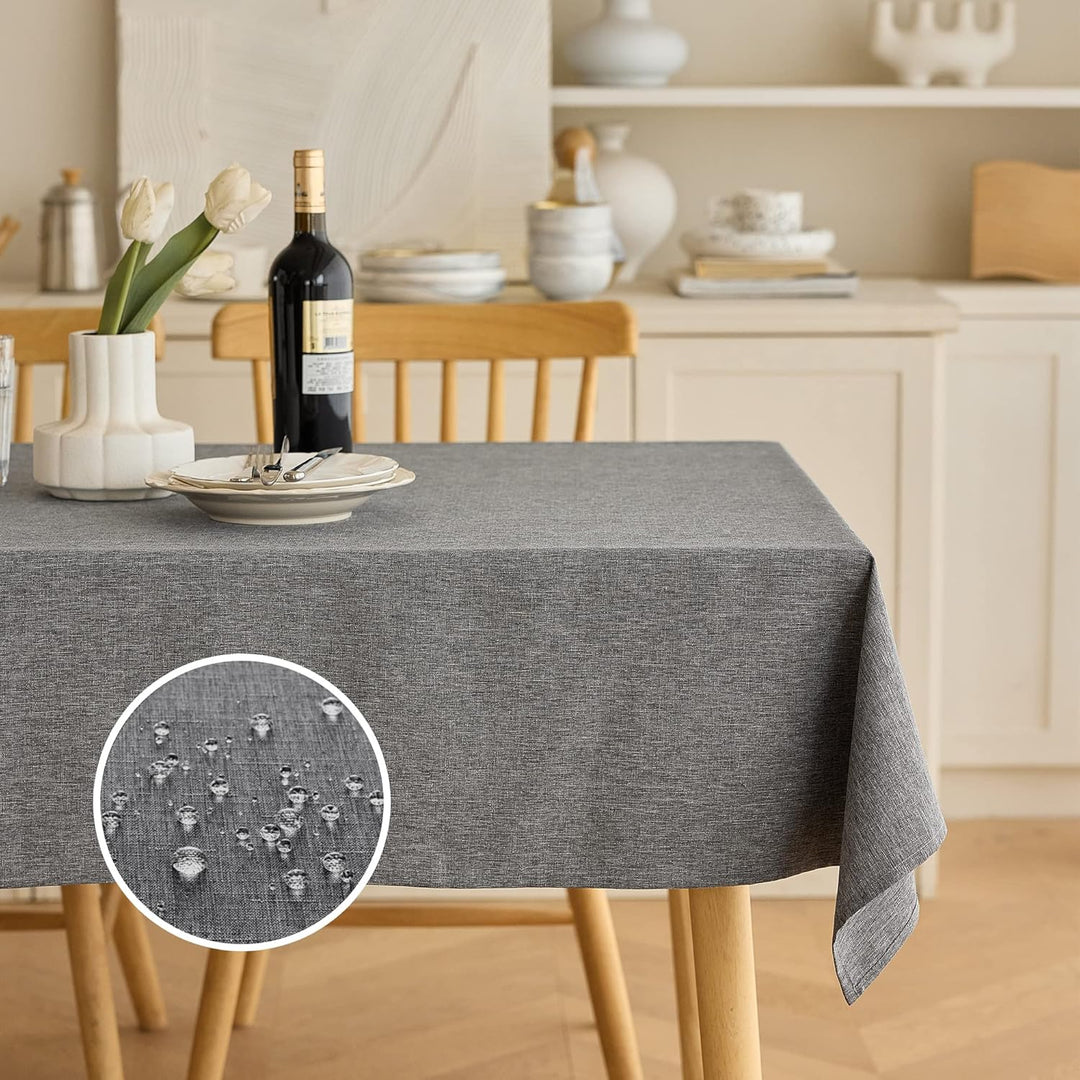 Waterproof Linen Table Cloth for 8ft Rectangle Table, Easy to Clean Wrinkle - Free Outdoor Tablecloth for Wedding, Party, and Camping(Oblong, 60 x 120 Inch (10 - 12 Seats), Dark Grey) - Just Closeouts Canada Inc.X003KNLB8Z