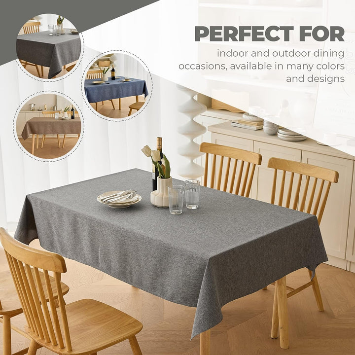 Waterproof Linen Table Cloth for 8ft Rectangle Table, Easy to Clean Wrinkle - Free Outdoor Tablecloth for Wedding, Party, and Camping(Oblong, 60 x 120 Inch (10 - 12 Seats), Dark Grey) - Just Closeouts Canada Inc.X003KNLB8Z