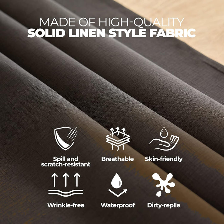 Waterproof Linen Table Cloth for Round Table, Decorative Fabric Anti-Scratch Table Cover for Dining Table and Kitchen Table (70 Inch, Round (4-6 Seats), Black) - Just Closeouts Canada Inc.X003XFT8T9