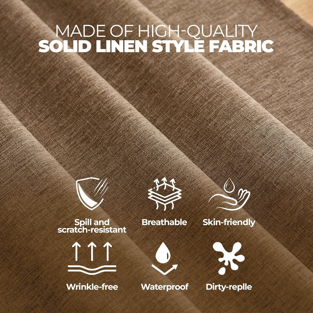 Waterproof Rectangular Linen Tablecloth for Dining Room, Rustic Farmhouse Tablecloth for Room Decor, Tablecloth for Party, Wedding, Picnics, Patio, Oblong, 52 x 70 inch (Rectangular), Coffee - Just Closeouts Canada Inc.X003KNORUT
