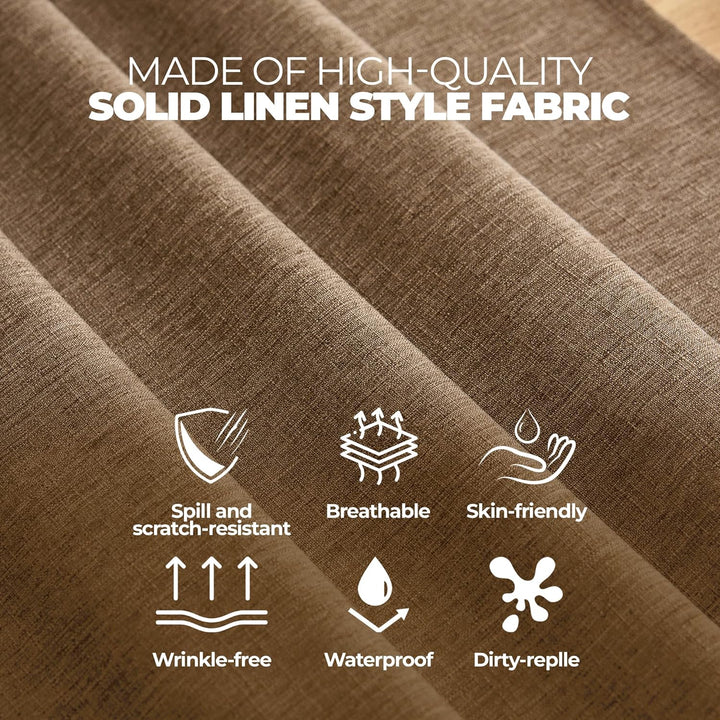 Waterproof Rectangular Linen Tablecloth for Dining Room, Rustic Farmhouse Tablecloth for Room Decor, Tablecloth for Party, Wedding, Picnics, Patio, Oblong, 52 x 70 inch (Rectangular), Coffee - Just Closeouts Canada Inc.X003KNORUT