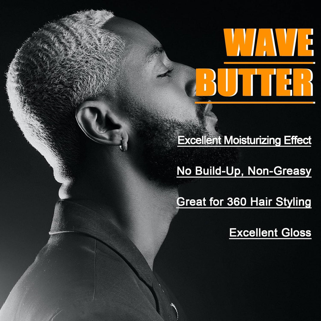 Wave Butter 360 Wave Grease for Men - Wave Butter for Layered Waves, Moisture, Control and Silky Shine - All Natural Wave Cream with Shea Butter and Beeswax for Wolfing (3.5 OZ) - Just Closeouts Canada Inc.