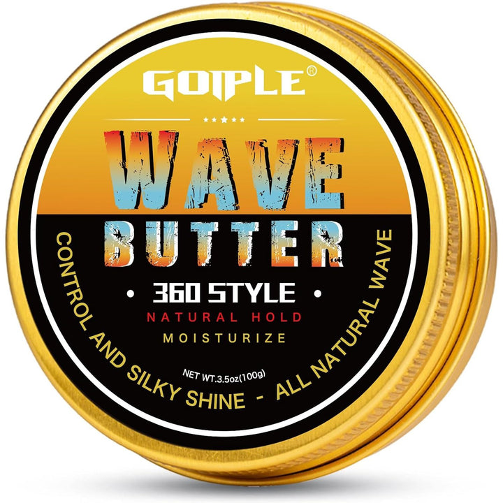 Wave Butter 360 Wave Grease for Men - Wave Butter for Layered Waves, Moisture, Control and Silky Shine - All Natural Wave Cream with Shea Butter and Beeswax for Wolfing (3.5 OZ) - Just Closeouts Canada Inc.