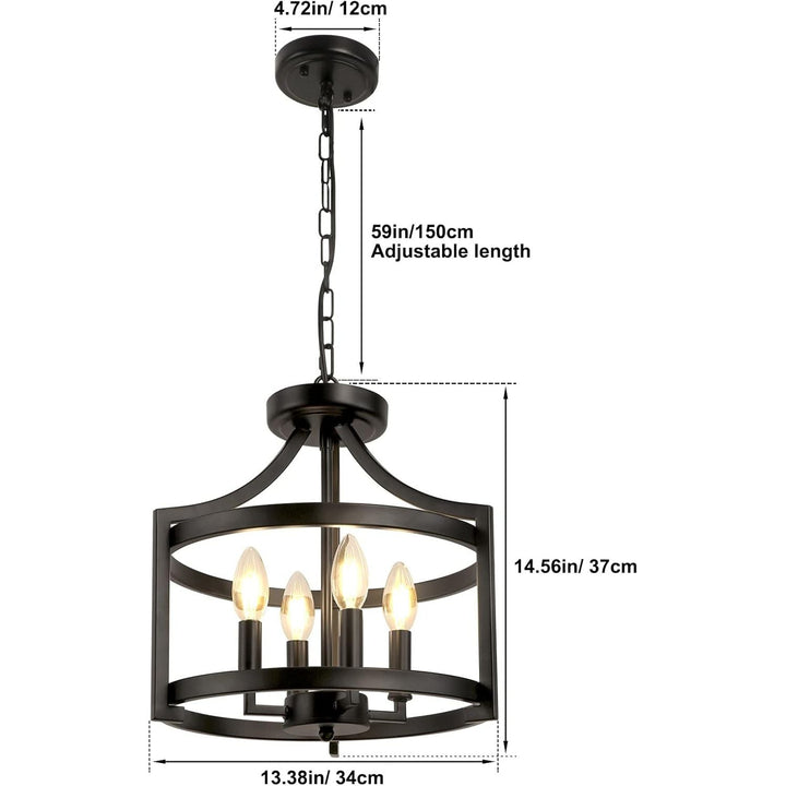 WBinDX 4 - Light Semi Flush Mount Ceiling Light Farmhouse Small Black Chandelier, Convertible Rustic Industrial Cage Pendant Lighting for Kitchen Island Dining Room Bedroom Foyer Hallway Entryway - Just Closeouts Canada Inc.