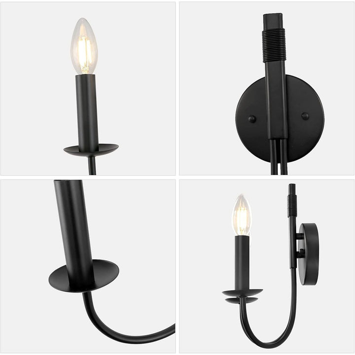 WBinDX Black Wall Sconces Lighting Indoor Wall Light Fixture, 2 - Lights Farmhouse Wall Candle Sconce, Rustic Industrial Bedroom Wall Lights for Living Room Fireplace Stairway Hallway Kitchen Porch - Just Closeouts Canada Inc.
