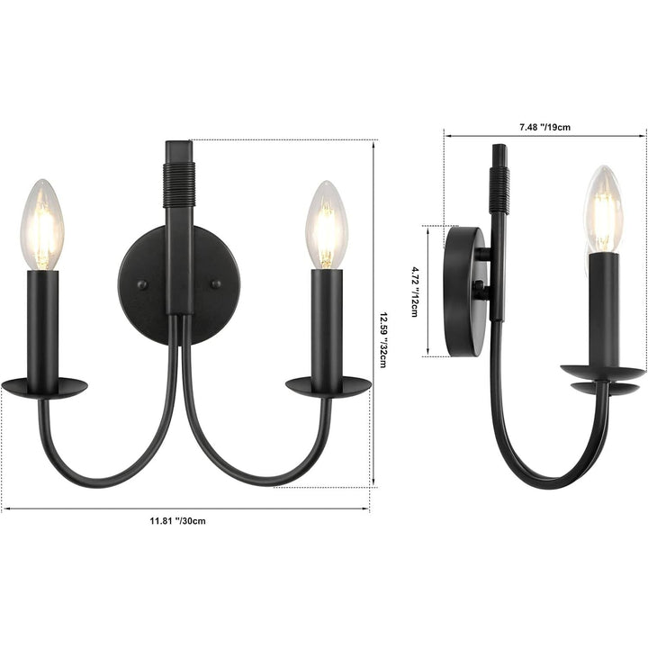 WBinDX Black Wall Sconces Lighting Indoor Wall Light Fixture, 2 - Lights Farmhouse Wall Candle Sconce, Rustic Industrial Bedroom Wall Lights for Living Room Fireplace Stairway Hallway Kitchen Porch - Just Closeouts Canada Inc.