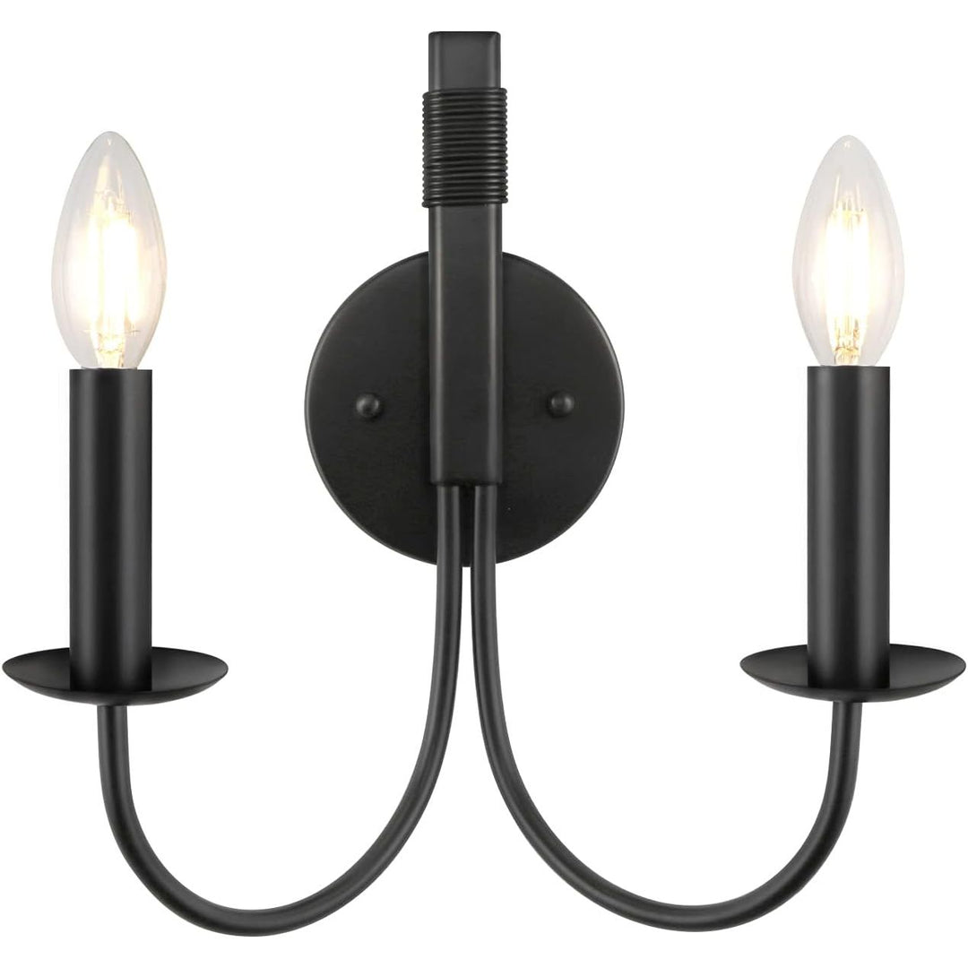 WBinDX Black Wall Sconces Lighting Indoor Wall Light Fixture, 2 - Lights Farmhouse Wall Candle Sconce, Rustic Industrial Bedroom Wall Lights for Living Room Fireplace Stairway Hallway Kitchen Porch - Just Closeouts Canada Inc.