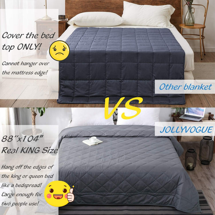 Weighted Blanket King Size 88''x104'', Cooling Weighted Blanket 20lbs California King Double Bed Adult Heavy Blanket with Premium Glass Beads - Dark Grey - Just Closeouts Canada Inc.