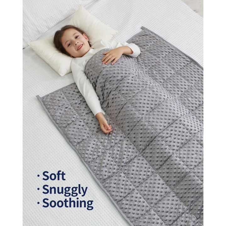 Weighted Blanket, Minky Dots and Cooling Microfiber Heavy Blanket, Soft and Cozy Weighted Throw for Sleeping and Calm,36 x 48in, 3lbs, Grey - Just Closeouts Canada Inc.