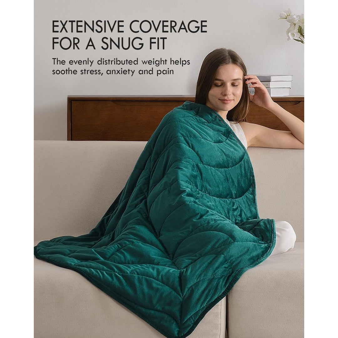 Weighted Lap Blanket 7 lbs 41" x 53", Small Weighted Blanket for Adults, Cozy Luxury Crystal Velvet Weighted Blanket for Relaxation, All - Season Blanket, Machine Washable, Green - Just Closeouts Canada Inc.
