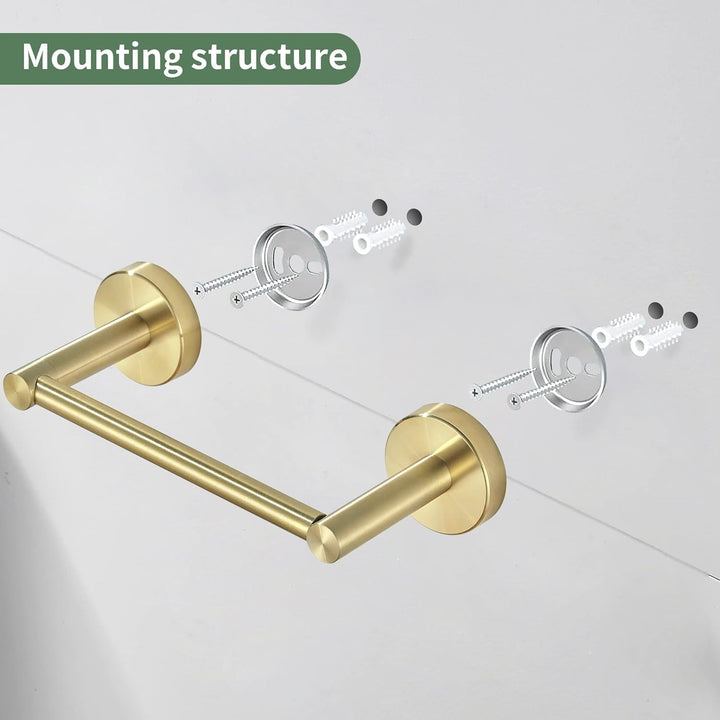 WEIKO Gold Toilet Paper Holder Towel Ring Bathroom Hardware Set Brushed Gold Hand Towel Holder Wall Mount TP Tissue Roll Holder with Double Post Pivoting Bath Accessories SUS304 Stainless Steel 2pc. - Just Closeouts Canada Inc.