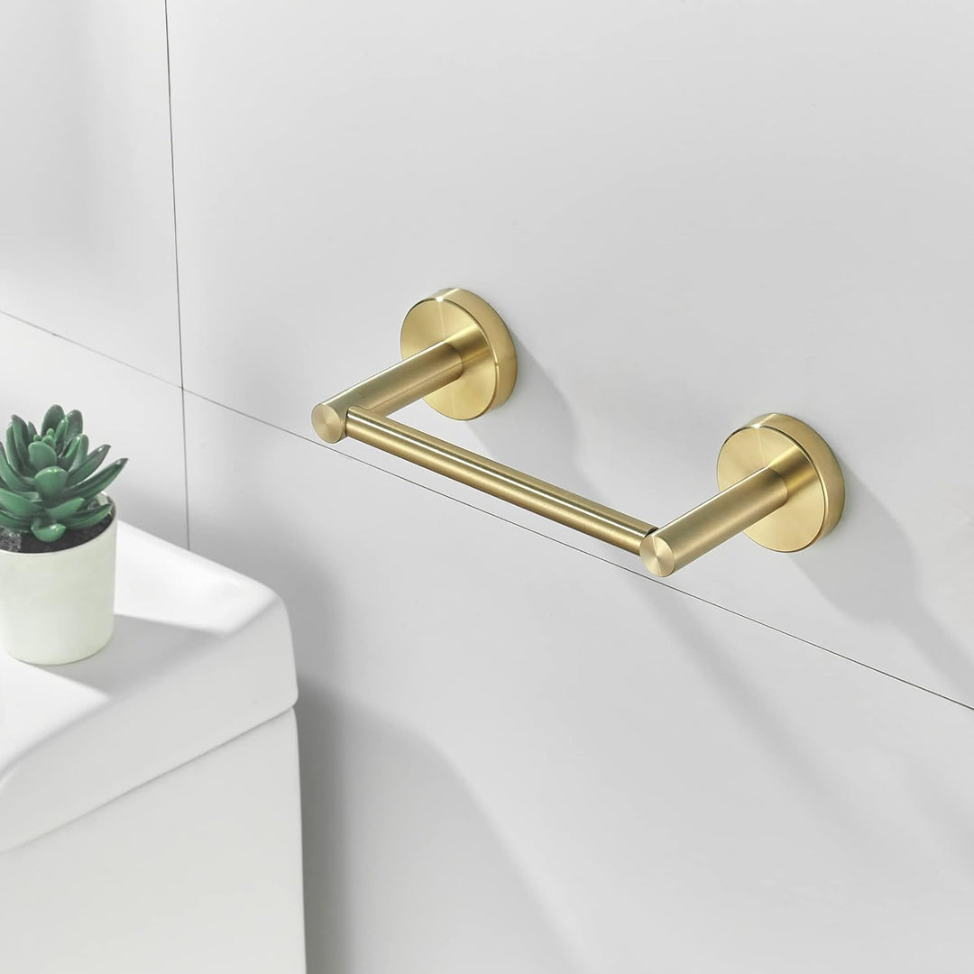 WEIKO Gold Toilet Paper Holder Towel Ring Bathroom Hardware Set Brushed Gold Hand Towel Holder Wall Mount TP Tissue Roll Holder with Double Post Pivoting Bath Accessories SUS304 Stainless Steel 2pc. - Just Closeouts Canada Inc.
