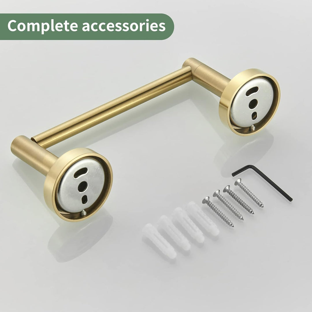 WEIKO Gold Toilet Paper Holder Towel Ring Bathroom Hardware Set Brushed Gold Hand Towel Holder Wall Mount TP Tissue Roll Holder with Double Post Pivoting Bath Accessories SUS304 Stainless Steel 2pc. - Just Closeouts Canada Inc.
