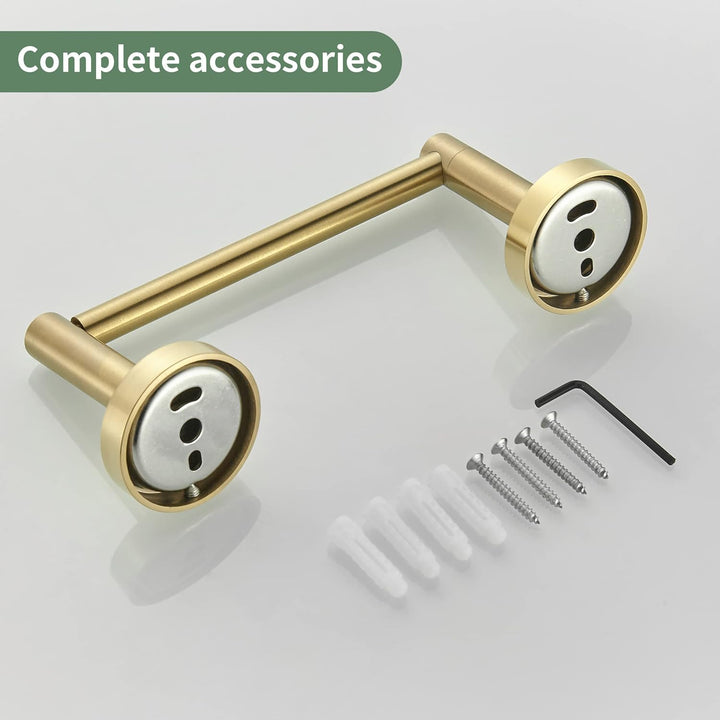 WEIKO Gold Toilet Paper Holder Towel Ring Bathroom Hardware Set Brushed Gold Hand Towel Holder Wall Mount TP Tissue Roll Holder with Double Post Pivoting Bath Accessories SUS304 Stainless Steel 2pc. - Just Closeouts Canada Inc.